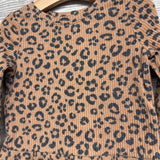Ribbed Peplum Animal Print Shirt 3t