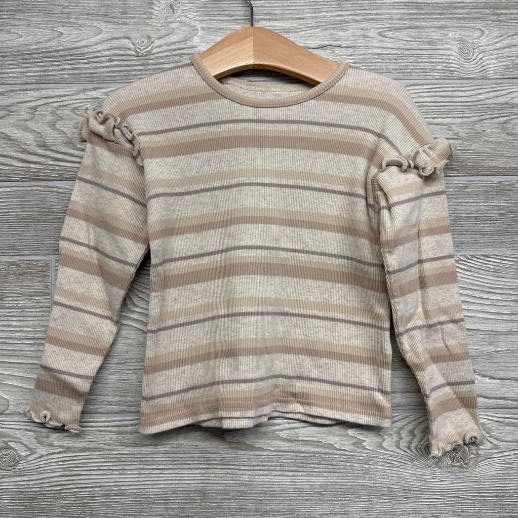 Ribbed LS Shirt Stripes & Ruffles 3t