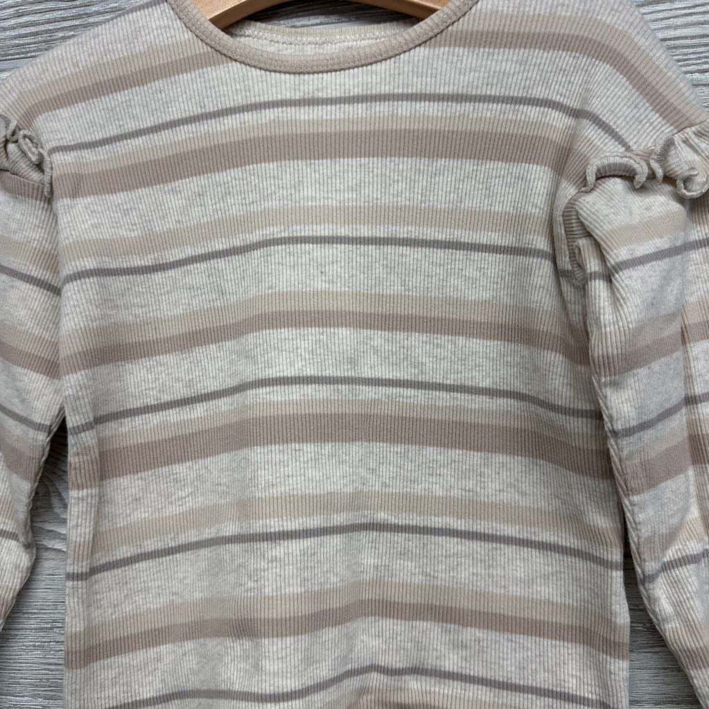 Ribbed LS Shirt Stripes & Ruffles 3t