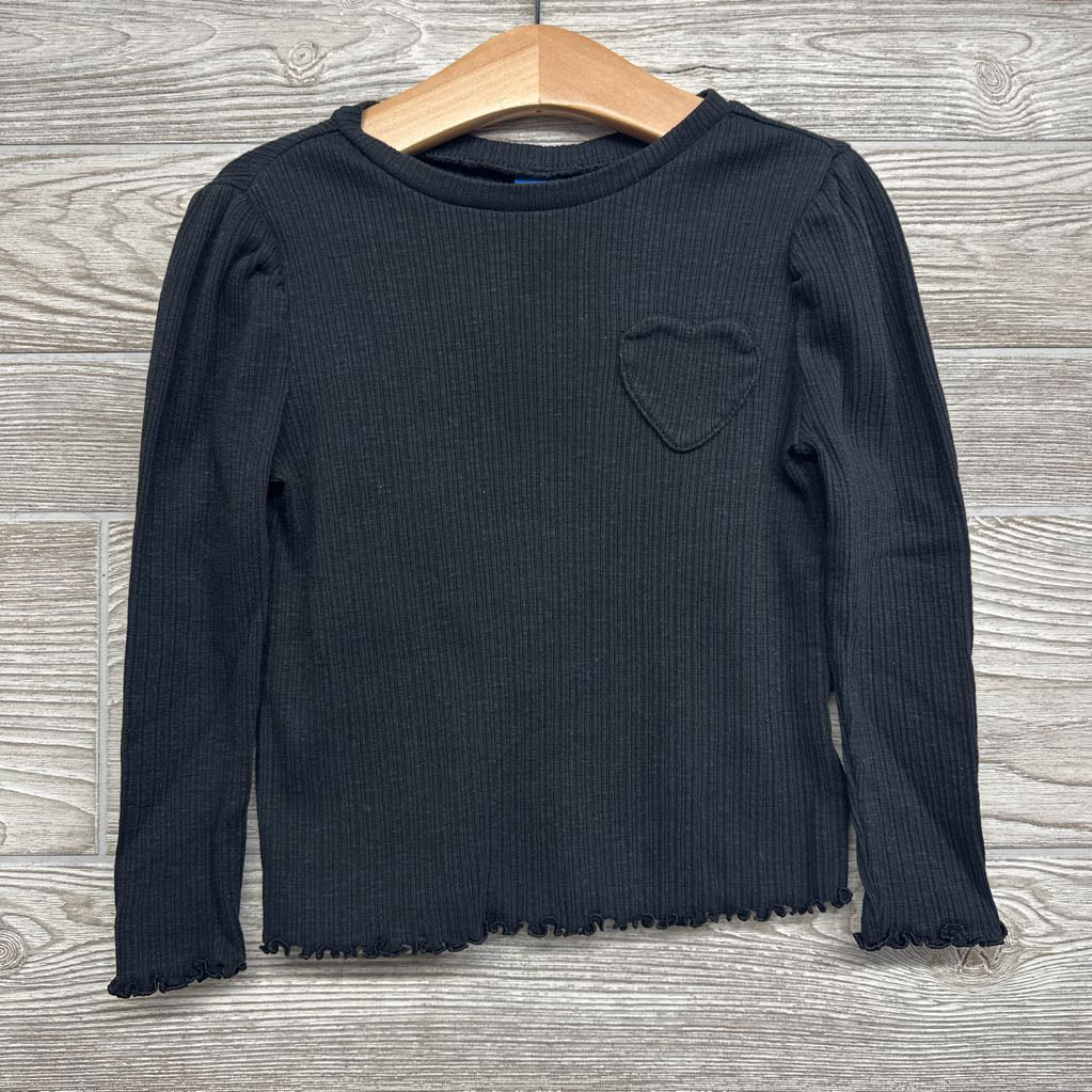 Ribbed LS Shirt Heart Pocket 3t