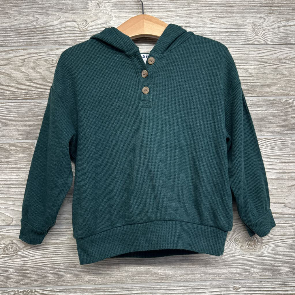 Waffle Knit Henley Shirt W/ Hood 3t