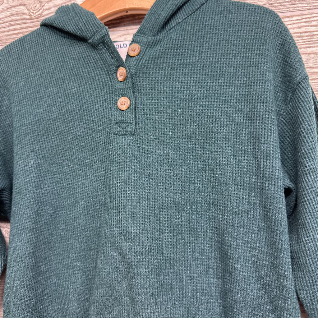Waffle Knit Henley Shirt W/ Hood 3t