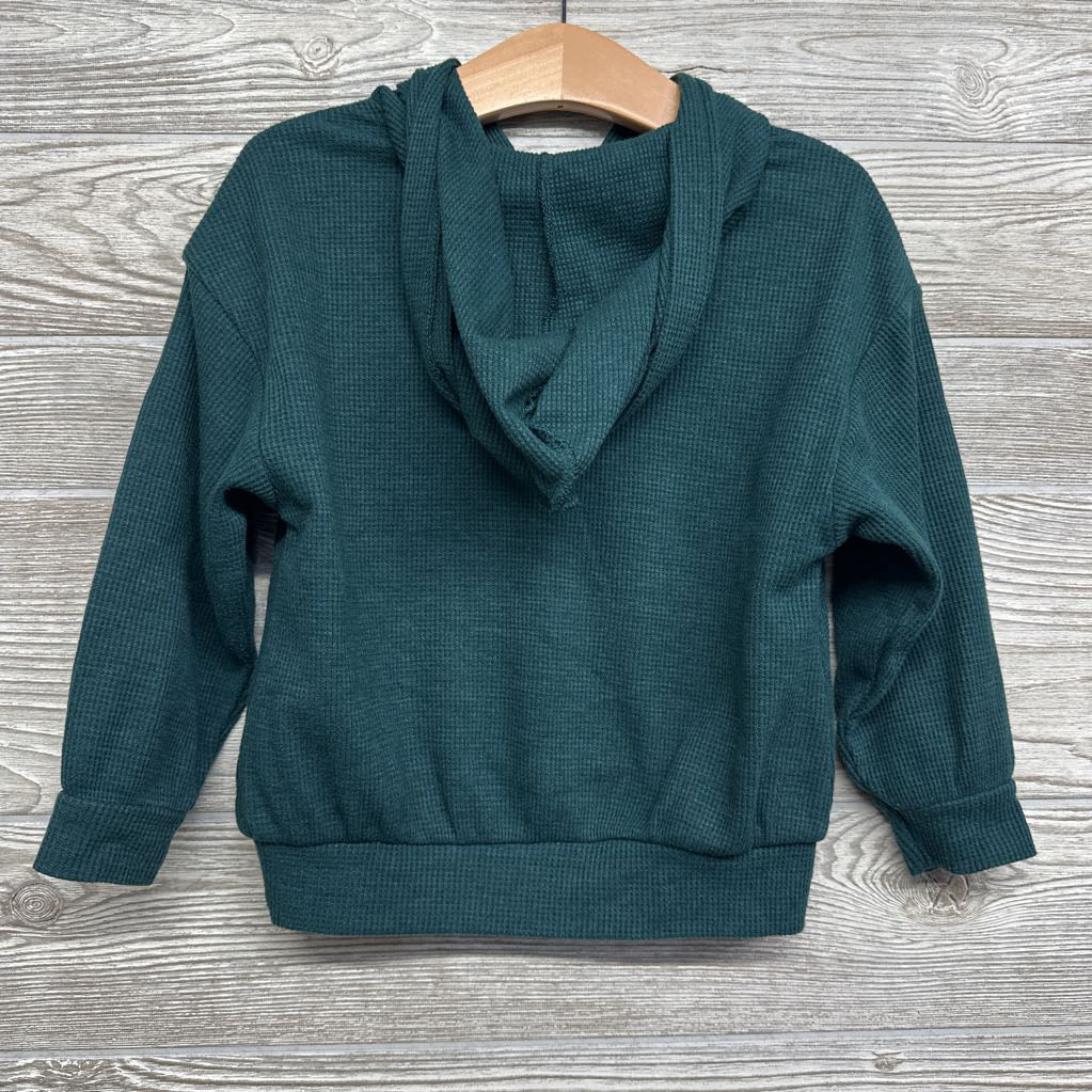 Waffle Knit Henley Shirt W/ Hood 3t