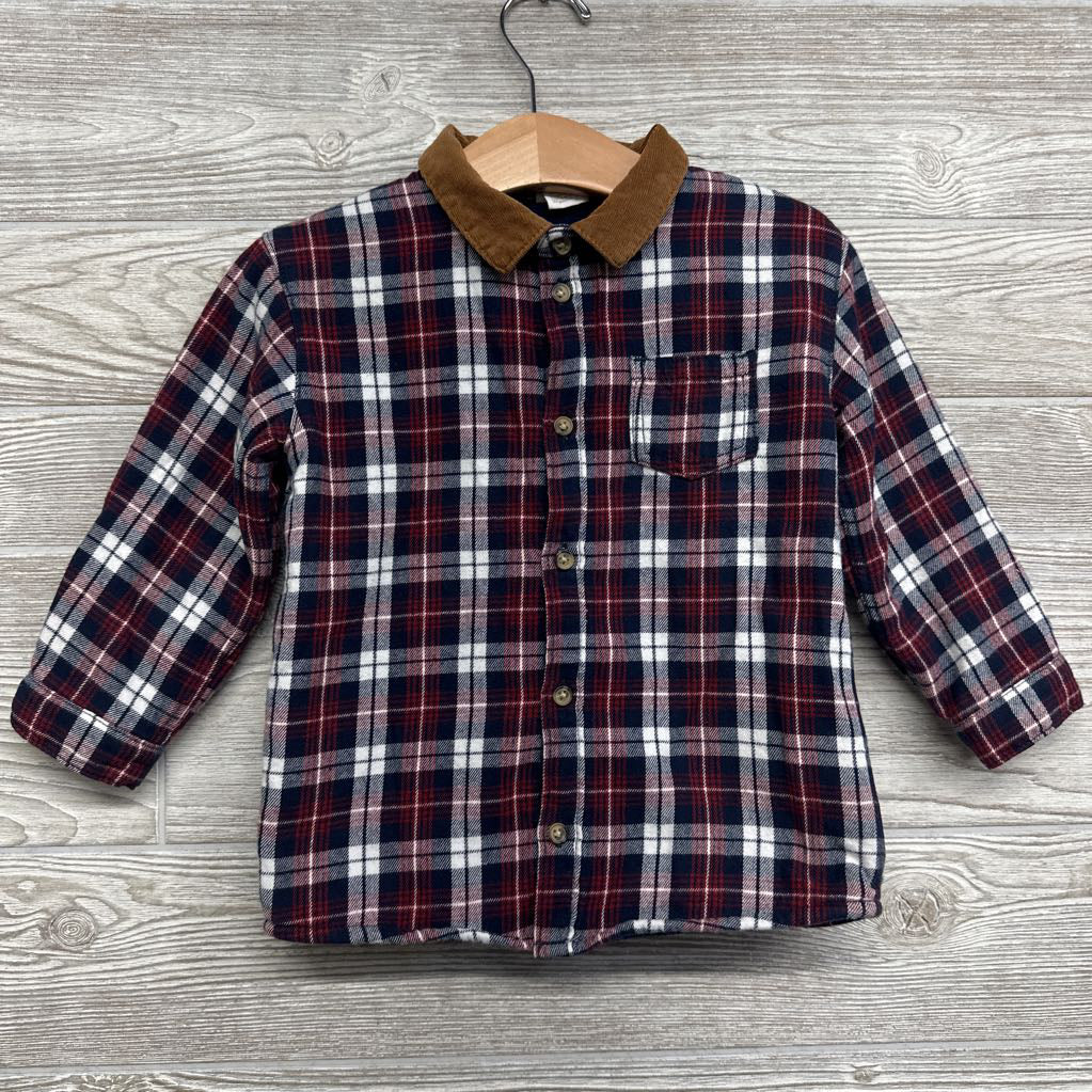 Fleece Lined Button Up Plaid Shirt 2t