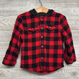 Gingham Button Up Shirt W/ Hood 3t