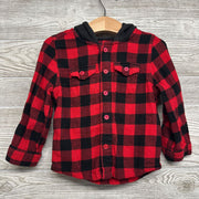 Gingham Button Up Shirt W/ Hood 3t