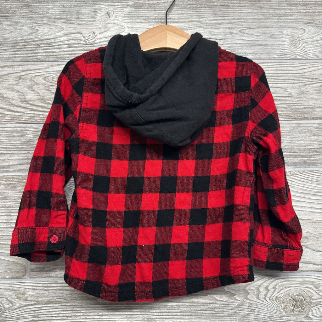 Gingham Button Up Shirt W/ Hood 3t