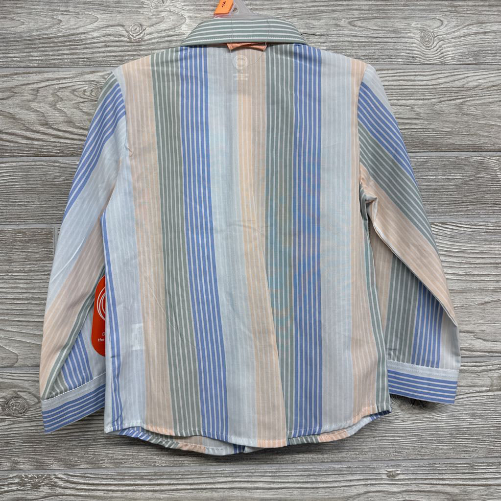 NEW Button Up Shirt Stripes W/ Tie 4t