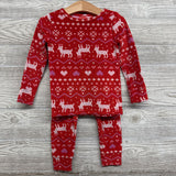 2 Pc Plush Pj Hearts 3t