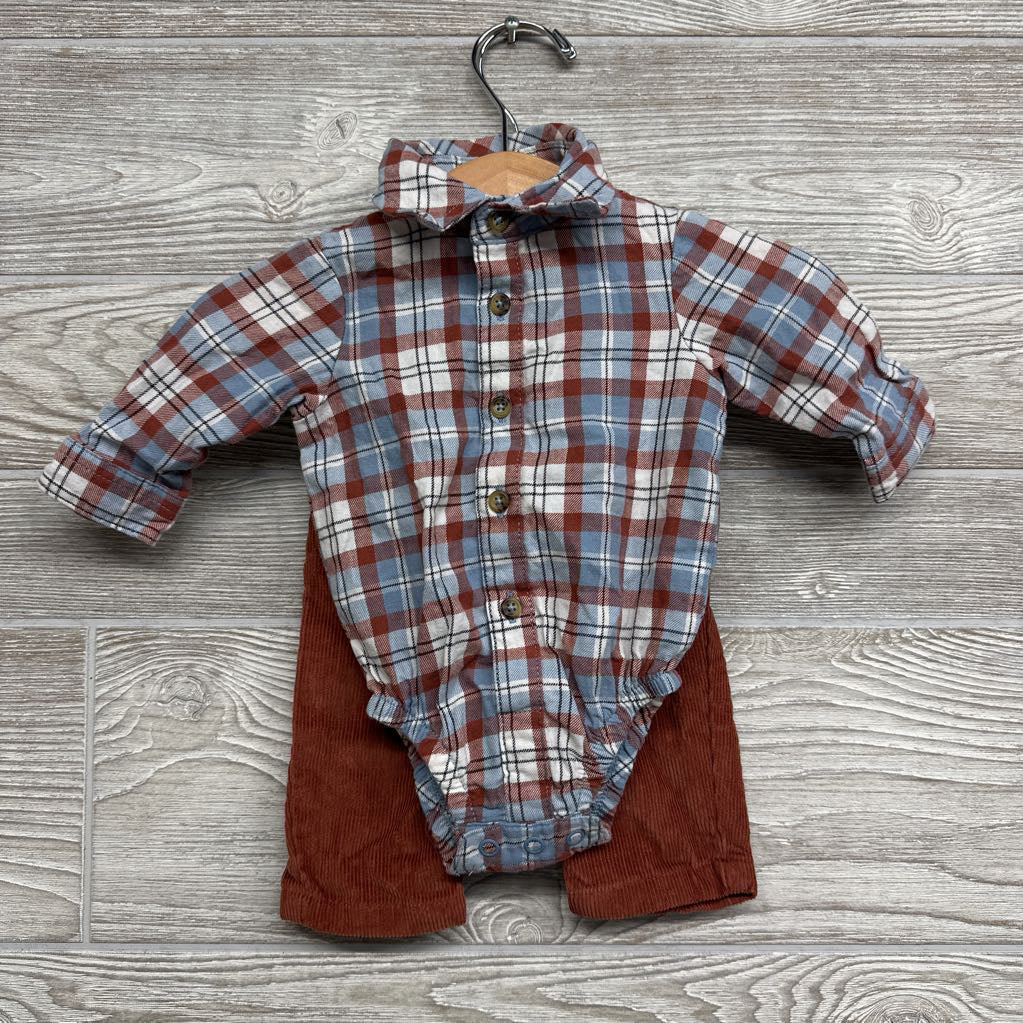 Button Up Plaid Shirt & Corduroy Pants NB