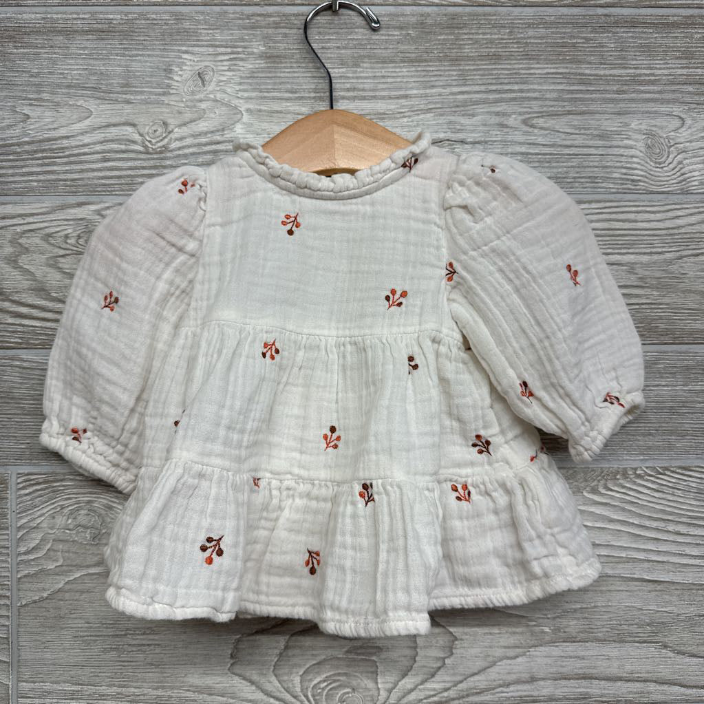 Muslin Tiered Dress Flowers 0-3M