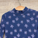 Mock Neck Ribbed Shirt Flowers 5t