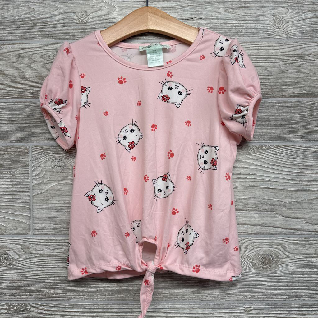 Twist Front Shirt Cats & Paw Prints 6x