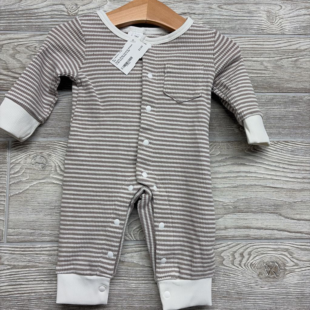 Waffle Snap Coverall Stripes 0-3M