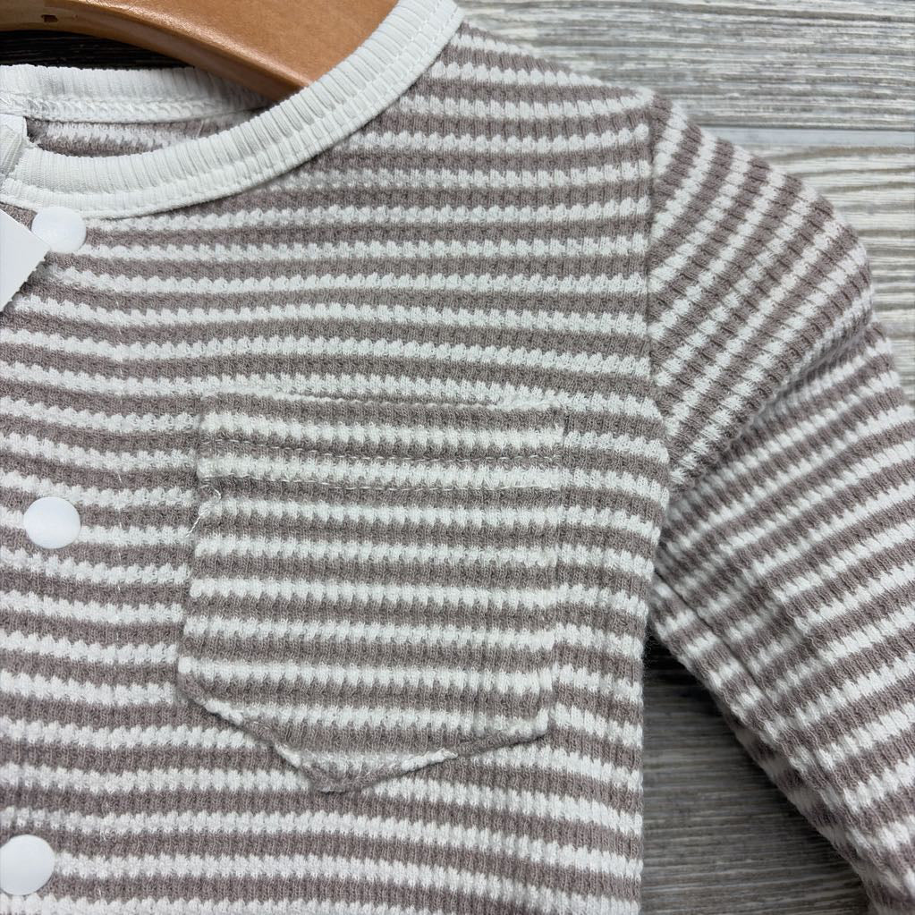 Waffle Snap Coverall Stripes 0-3M