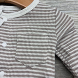 Waffle Snap Coverall Stripes 0-3M