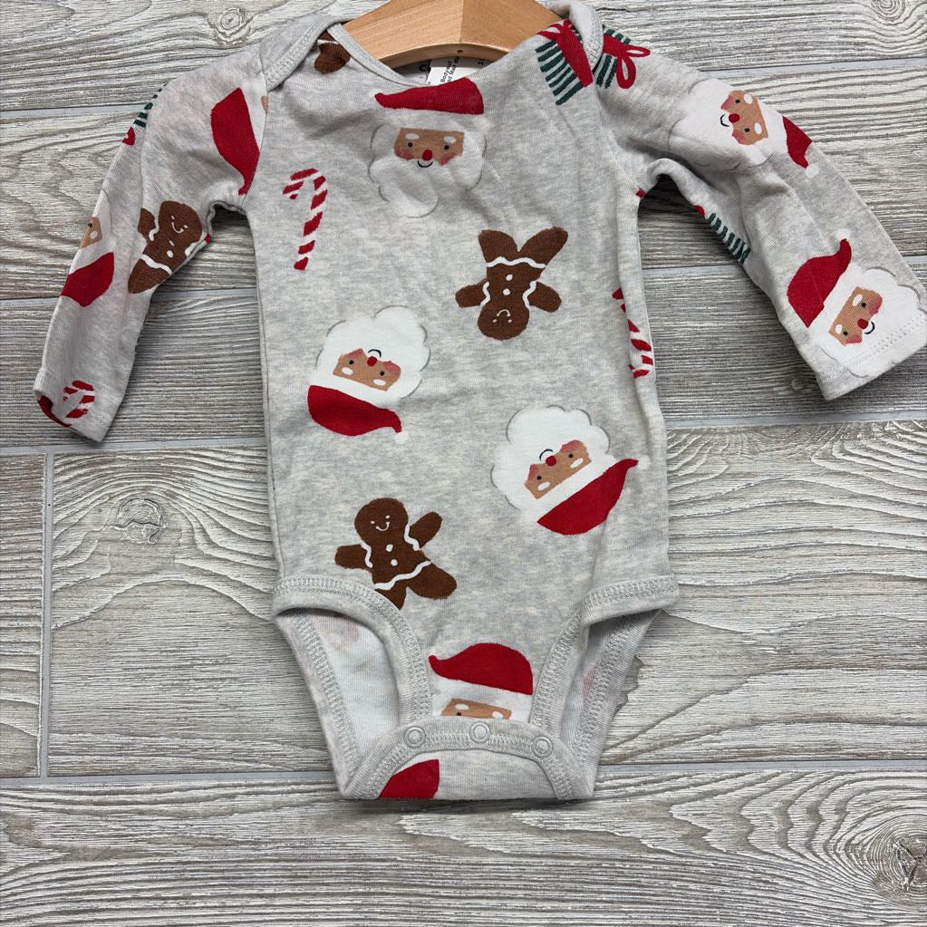 LS Bodysuit Santa & Gingerbread Man 6M