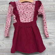 Corduroy Jumper & Lettuce Trim Shirt Flowers 2t