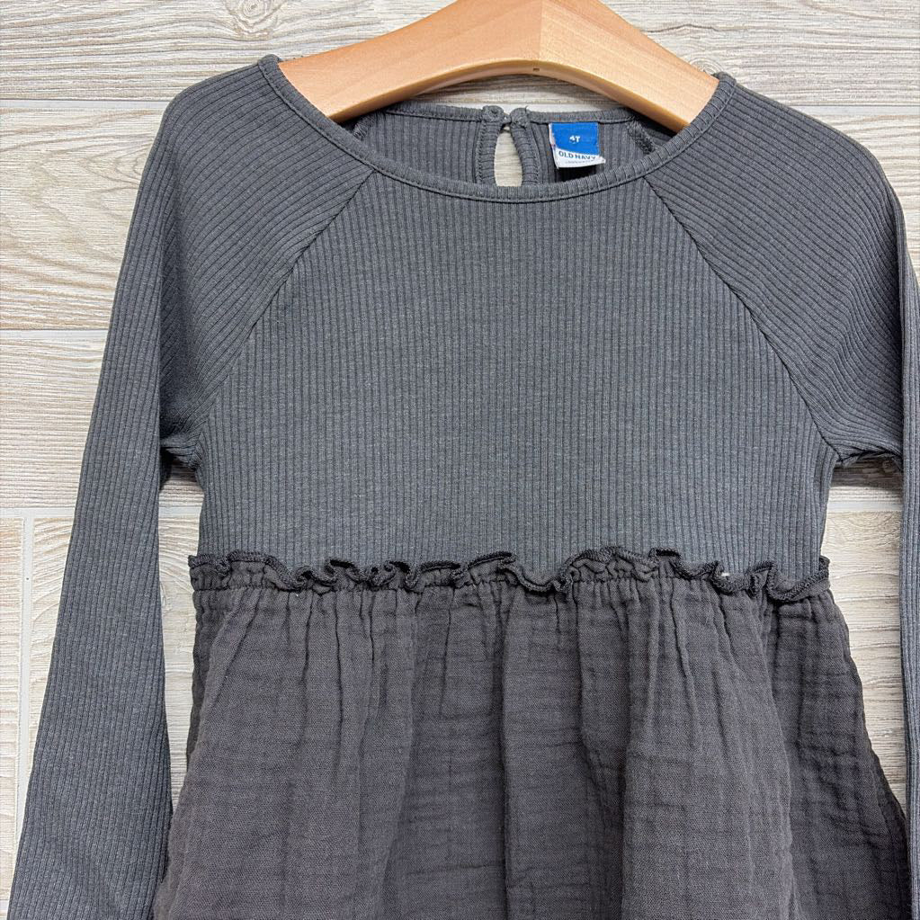 Ribbed LS Dress Muslin Skirt 4t