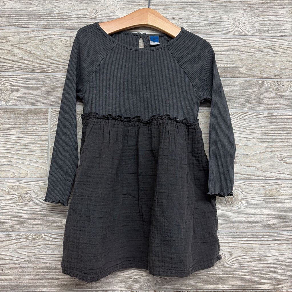 Ribbed LS Dress Muslin Skirt 4t
