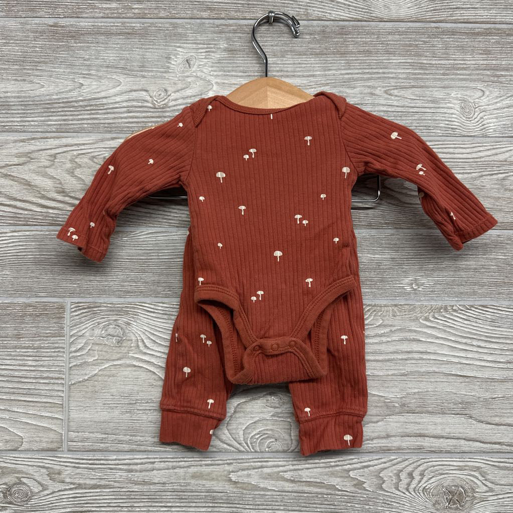Ribbed Bodysuit & Pants Mushrooms NB
