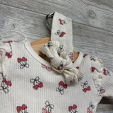 Ribbed Bodysuit, Pants & Head Wrap Bows W/ Hearts 3-6M
