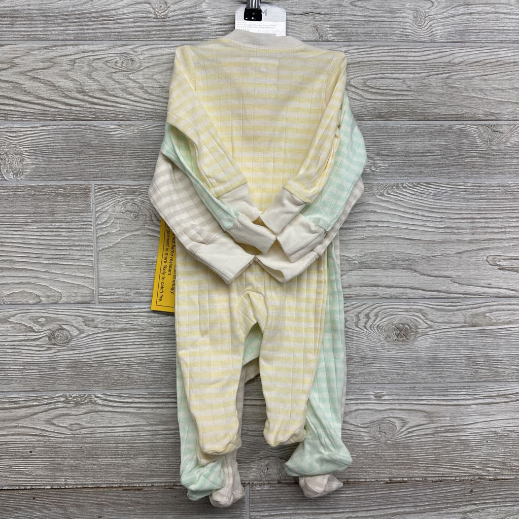 NEW Organic 3 Pk Ribbed Sleep N Play Stripes 3M