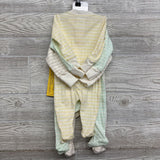 NEW Organic 3 Pk Ribbed Sleep N Play Stripes 3M