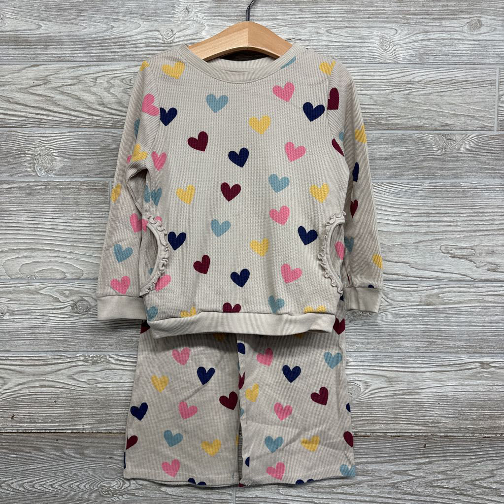 Waffle Knit LS Shirt & Pants Hearts 5t