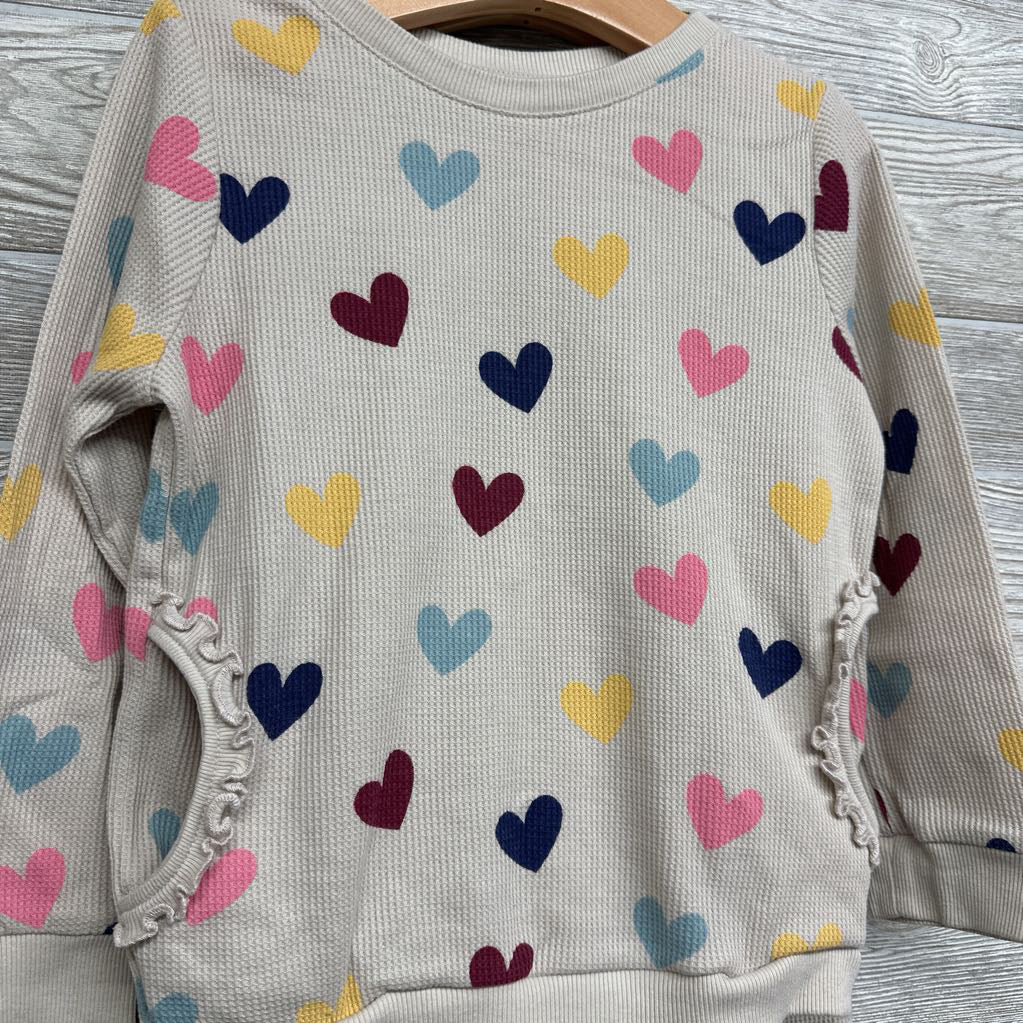Waffle Knit LS Shirt & Pants Hearts 5t