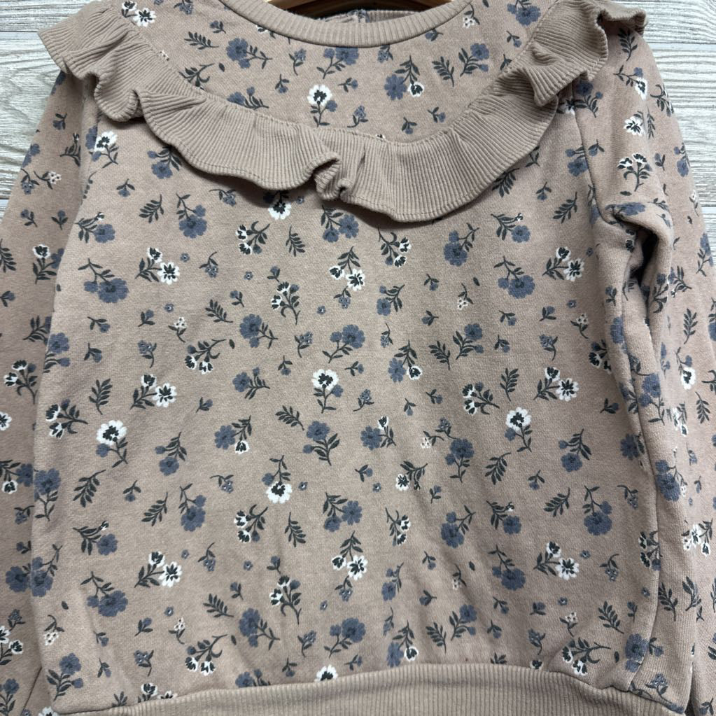 Floral Sweatshirt W/ Ribbed Ruffle & Ribbed Leggings 6