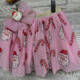 Tulle Skirt Santa & Candy Canes & Hair Bow Santa 3t
