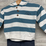 Striped Henley Hoodie Playground & Sweatpants 12M