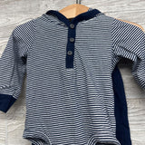 Henley Hooded Bodysuit Stripes & Sweatpants 12M
