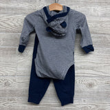 Henley Hooded Bodysuit Stripes & Sweatpants 12M