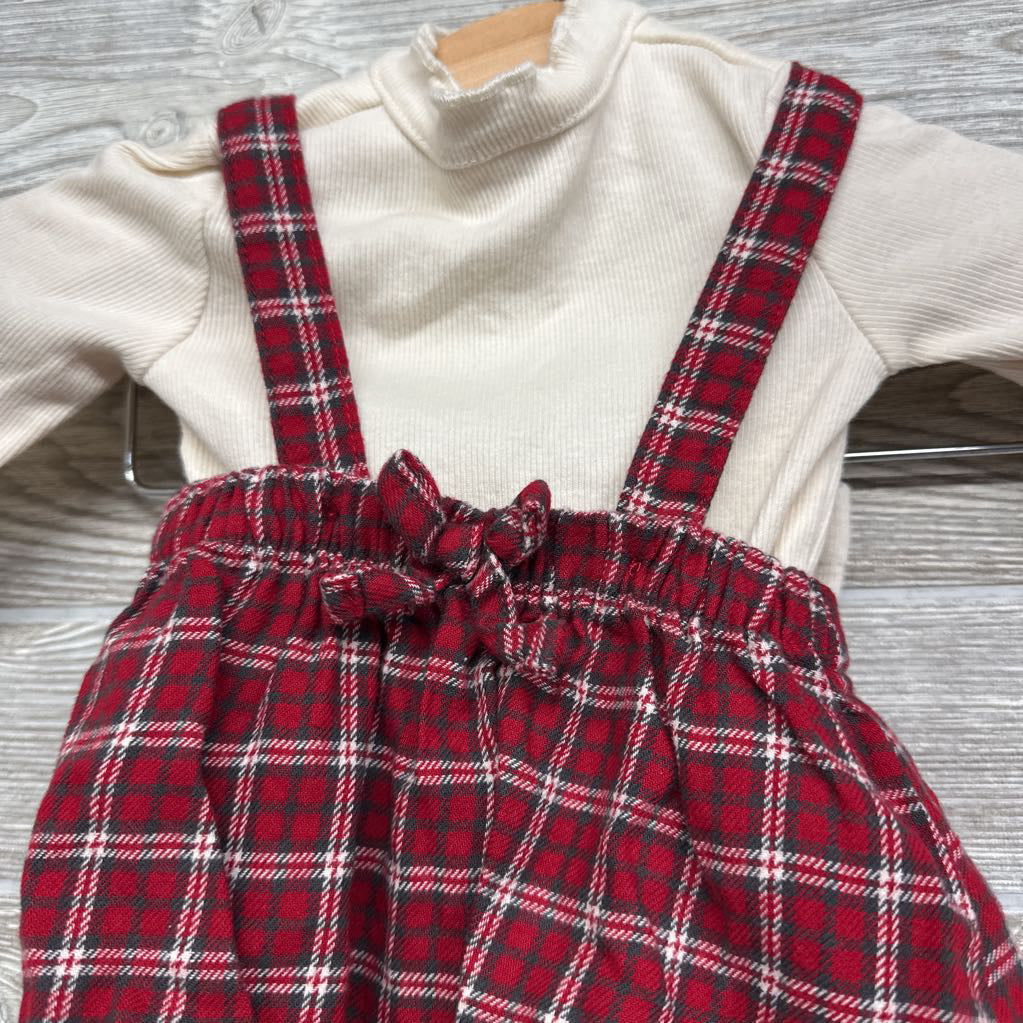 Plaid Jumper & Ribbed Mock Neck Shirt & Tights NB