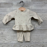 Ribbed Peplum Shirt & Pants Flowers NB