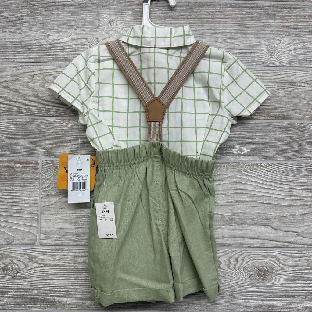 NEW Button Up Shirt Winnie The Pooh & Suspender Shorts 18M