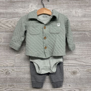 Button Up Quilted Jacket, Bodysuit & Pants 12M