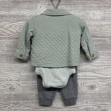 Button Up Quilted Jacket, Bodysuit & Pants 12M