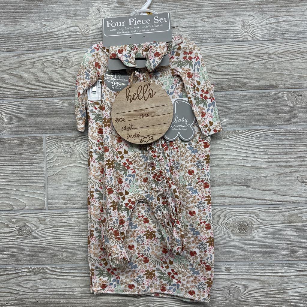 NEW Viscose Flower Sleeper, Swaddle Blanket, Headband & Milestone Disks