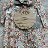 NEW Viscose Flower Sleeper, Swaddle Blanket, Headband & Milestone Disks