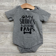 Bodysuit My Siblings Have Paws 6M
