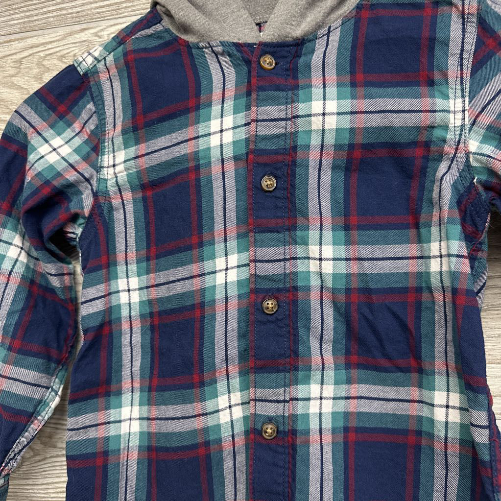 Plaid Button Up Shirt W/ Hood 7