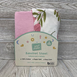 NEW 2 Pk Bassinet Sheets Flowers & Solid