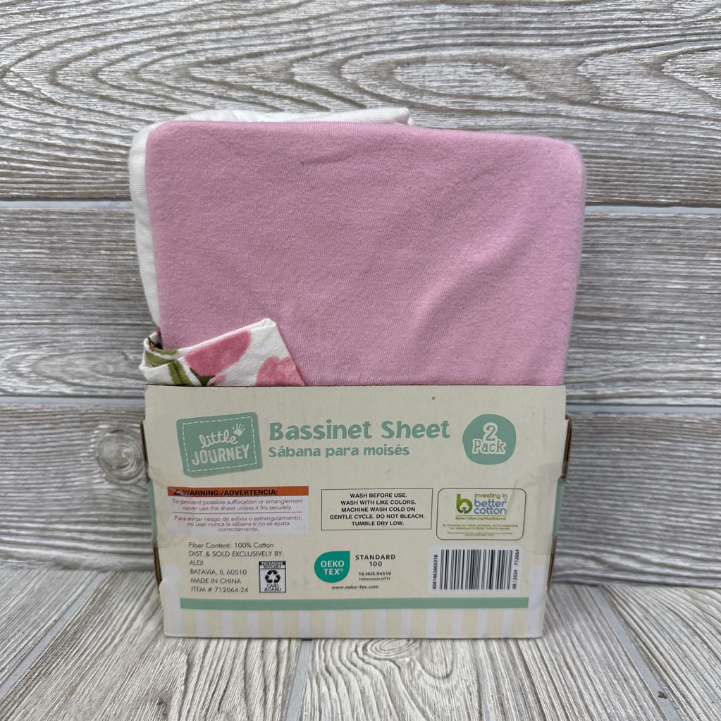 NEW 2 Pk Bassinet Sheets Flowers & Solid