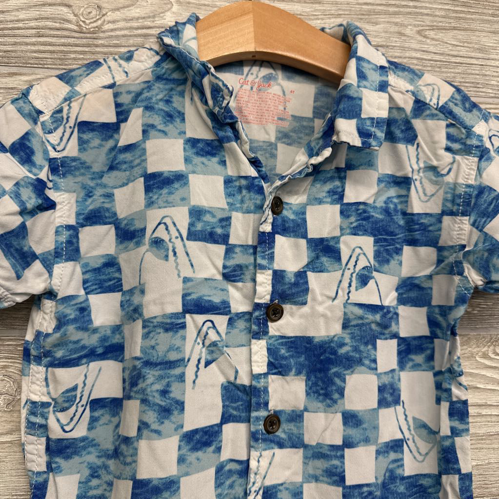 Button Up SS Shirt Sharks 4t
