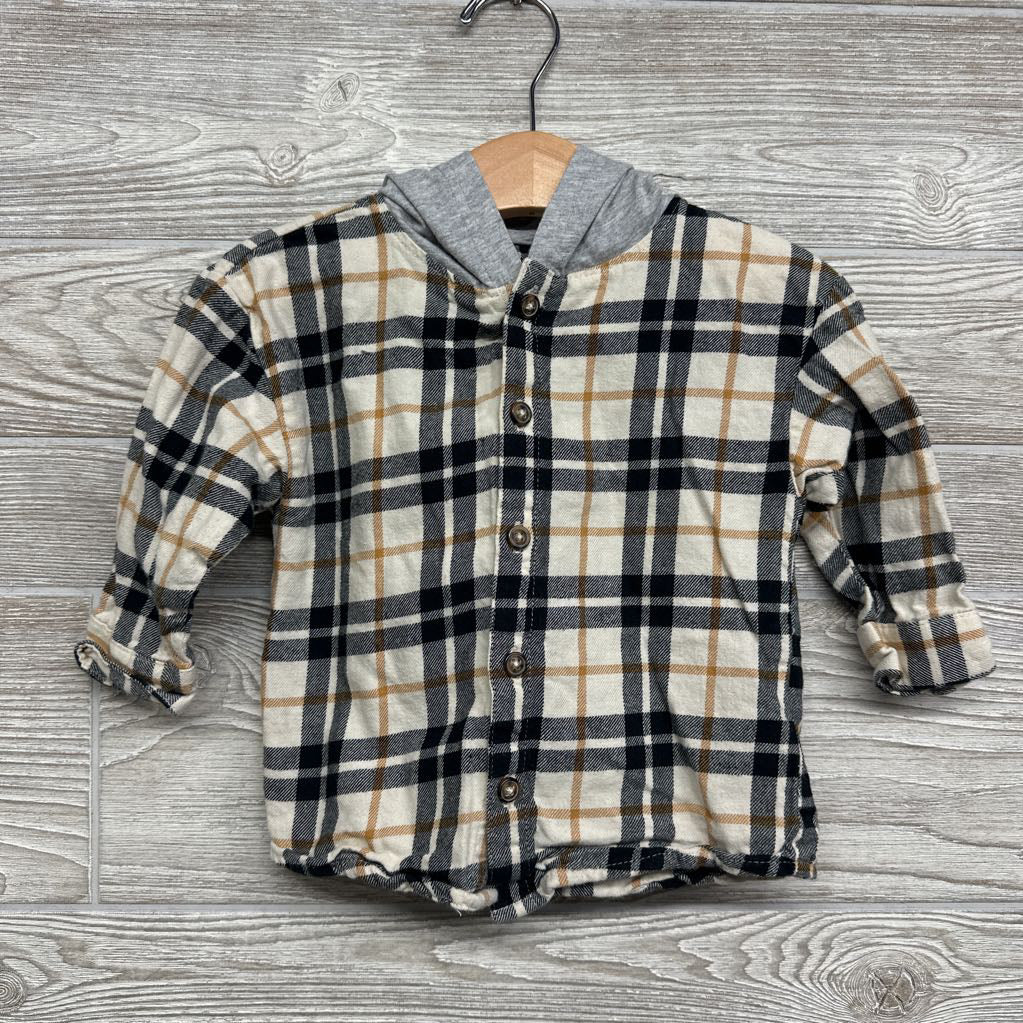 Plaid Button Up Shirt W/ Hood 18M