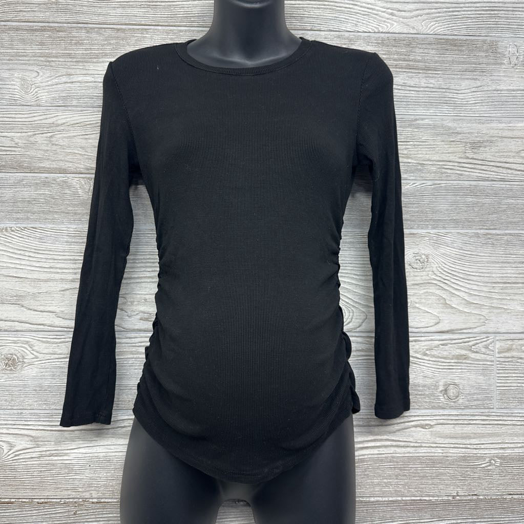 Ruched Ribbed LS Shirt Small
