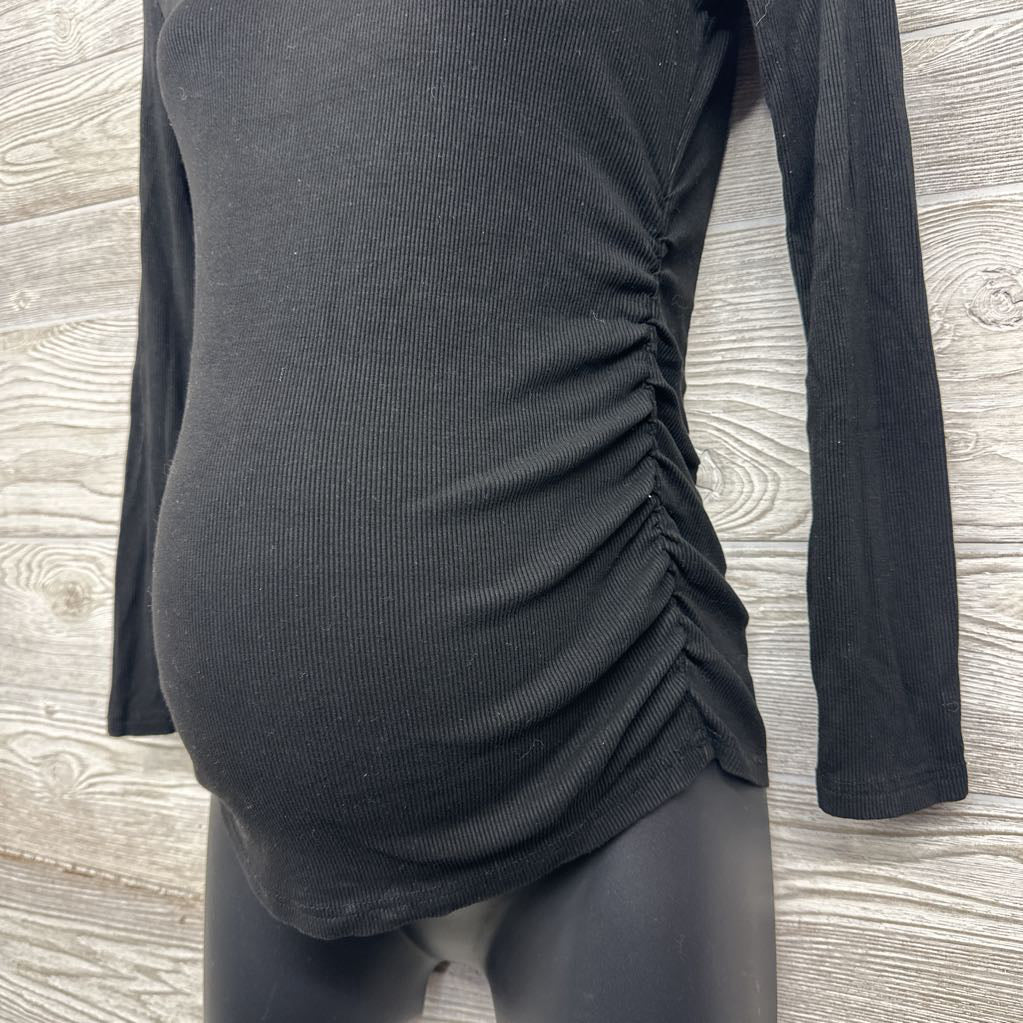 Ruched Ribbed LS Shirt Small